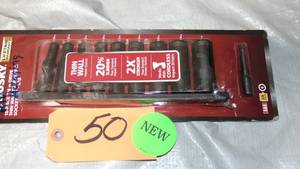 lot 50 image: Husky  38 in. Drive Thin Wall Deep Impact Socket Set SAE (10-Piece)