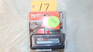 lot 17 image: Milwaukee  M18 18-Volt Lithium-Ion HIGH OUTPUT XC 8.0 Ah Battery