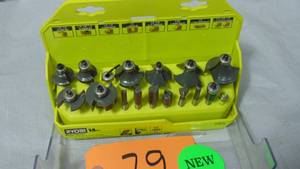 lot 79 image: RYOBI  Shank Carbide Router Bit Set (15-Piece)