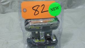 lot 82 image: RYOBI  ONE 18V High Performance Lithium-Ion 2.0 Ah Compact Battery (2-Pack)