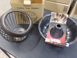 lot 55 image: Coffee Pod Metal Holder and Bundt P...