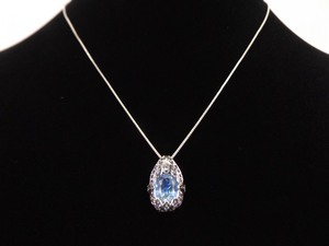 .925 Sterling Silver Topaz Aurora Crystal Pendant Necklace
