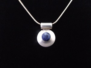 .925 Sterling Silver Lapis Lazuli Cabochon Pendant Necklace
