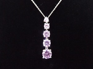 .925 Sterling Silver Pink Crystal Necklace