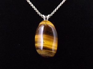 .925 Sterling Silver Tigers Eye Pendant Necklace