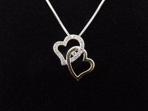 .925 Sterling Silver Diamond and Vermeil Accented Heart Pendant Necklace