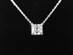 .925 Sterling Silver Princess Cut Zirconia Pendant Necklace
