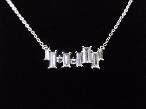 .925 Sterling Silver Zirconia Baguette Pendant Necklace