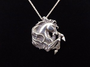 .925 Sterling Silver Wild Horse Pendant Necklace