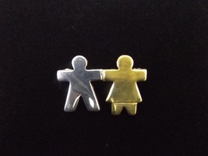 .925 Sterling Silver Man and Woman Brooch &nbsp