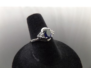 .925 Sterling Silver Sapphire Crystal Ring Size 7