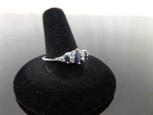 .925 Sterling Silver Marquise Cut Sapphire and Zirconia Ring Size 11