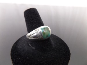 .925 Sterling Silver Inlayed Turquoise Ring Size 9.5