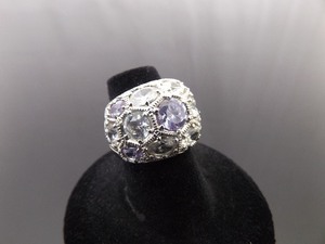 .925 Sterling Silver Amethyst Zirconia Crystal Ring Size 6