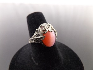 .925 Sterling Silver Red Rose Chrysoberyl Cabochon Flower Ring Size 7