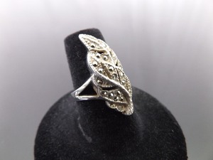 .925 Sterling Silver Art Nouveau Scrolled Leaf Ring Size 6.5