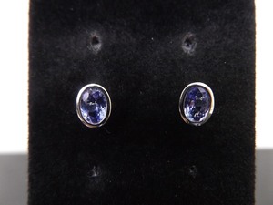 .925 Sterling Silver Oval Cut Tanzanite Post Earrings