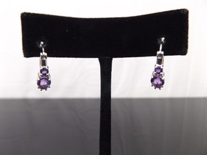 .925 Sterling Silver Amethyst Hinged Latch Post Earrings