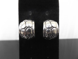 .925 Sterling Silver Styled 34 Hoop Post Earrings