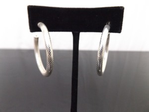 .925 Sterling Silver Textured Tube Hoop Post Earrings