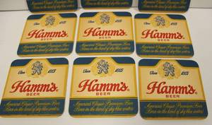 lot 48 image: 10 Vintage Hamms Bar Cardboard Coasters Double Sided