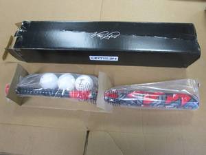 Red & Black Bat With 3 White Wiffle Balls