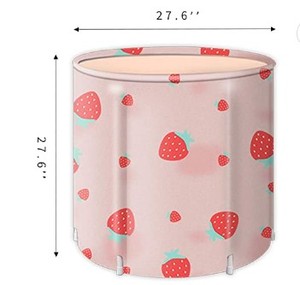 KELIXU Portable Bathtub, Foldable Soaking Bathing Tub in Pink with Strawberry Design (OPEN BOX)