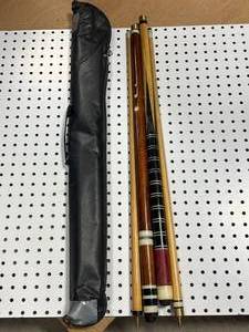 Lot of 2 Nice Pool Cues & Case
