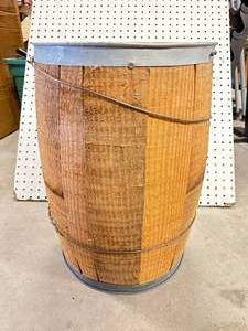 Wood Slat Barrel 19 Inches Tall