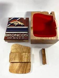 Custom Made Denver Broncos Wood Locking Box