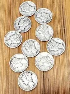 Lot of 10 Mercury Dimes