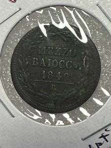 1849 Italian Baiocco Coin