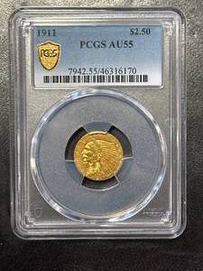 1911 Gold $2.50 Coin Graded AU55 (STUNNING)