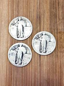 Lot of 3 Standing Liberty Quarters
