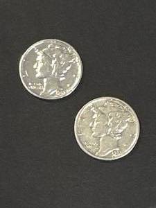 Lot of 2 Brilliant Mercury Dimes