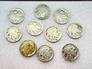 Lot of 10 Buffalo Nickels