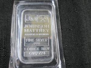 1 Troy Ounce .999 Fine Silver Bar J...