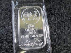 One Ounce .999 Fine Silver Bar Silv...