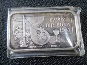 .999 Fine One Ounce Bar Happy Birth...