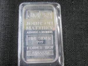 1 Troy Ounce .999 Fine Silver Bar J...