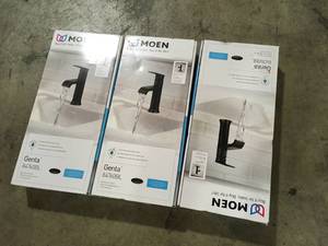 3 Lots of Genta Single Hole Single-Handle Bathroom Faucet in Matte Black by MOEN  Customer Returns See Pictures