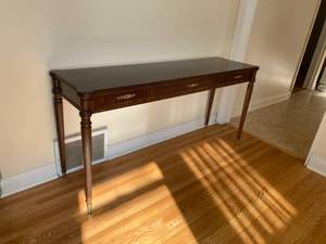 lot 1 image: Lacquered Mission Oak Sofa Table