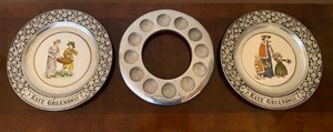 lot 35 image: Kate Greenway Decorative Plates, Tealight Candle Centerpiece