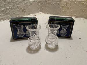 lot 56 image: Lugny Cut Crystal Bud Vases