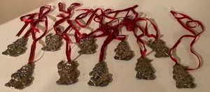 lot 68 image: Gorham Silver Santa Ornaments