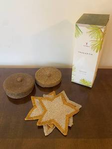 lot 92 image: Thymes Fraiser Reed Diffuser and Beaded Coasters