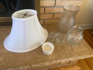 lot 133 image: Glass Textured Vase, Juicer, Lampshade, and More