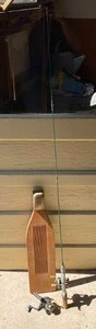 lot 198 image: Fishing Rod, Reel, and Vintage Fish Cleaning Board