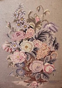 Lovely Vintage Needlepoint Fireplace Screen