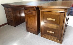Vintage Partner Desk with File Cabinet